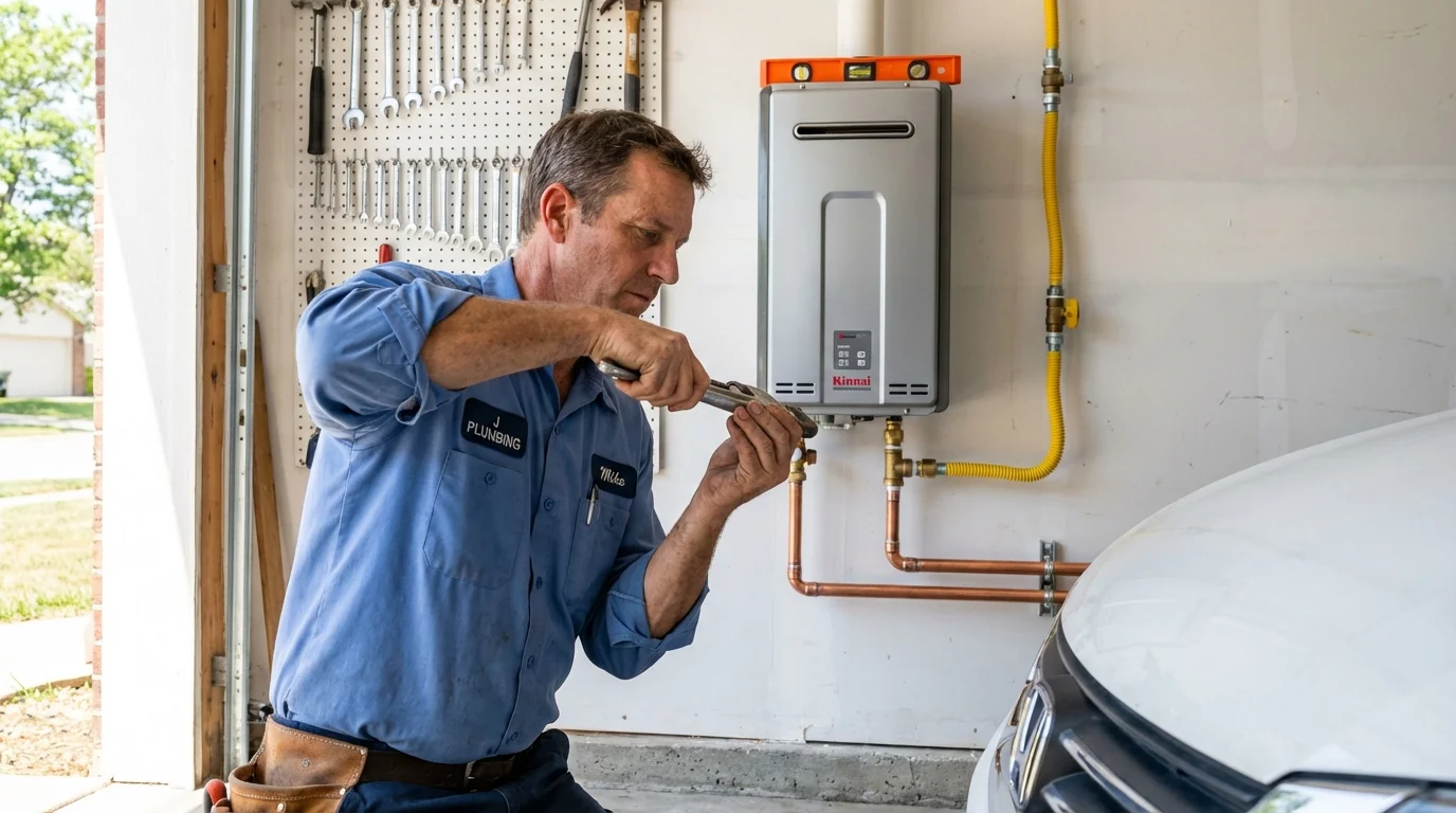 Tankless water heater installation by a Johns Plumbing LLC plumber in Brownsville